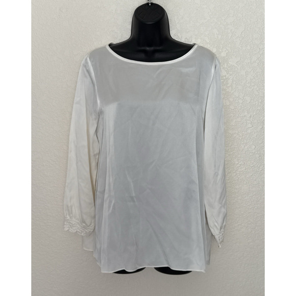 Lafayette 148 New York Silk Blouse Medium Classic Minimalist Quiet Luxury - Picture 3 of 12